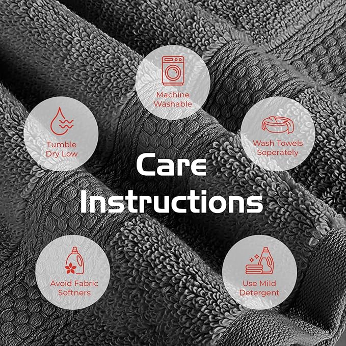 RIVERSIDE 3-Piece Towel Set, 1 Bath Towel, 1 Hand Towel, 1 Washcloth, 550 GSM Ring Spun Cotton, Soft, Quick Dry, Absorbent Bathroom Towels for Home, Gym, Spa, Grey