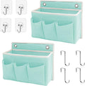Someteth 2-Pack Wall Hanging Organizer Bag/Hanging Baskets with Large Mesh Compartment & 3 Pockets，Over the Door Organizer Space Saving Storage for Bedroom,RV Camper, Closet (Green -2 Pack)