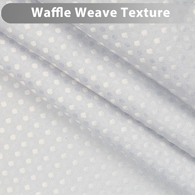 GICDSU No Hook Shower Curtain with Snap in Liner, Waffle Shower Curtain Set for Bathroom, Hotel Style with Semi-Sheer Top Window, Waterproof & Washable, Light Grey, 71" W x 86" L