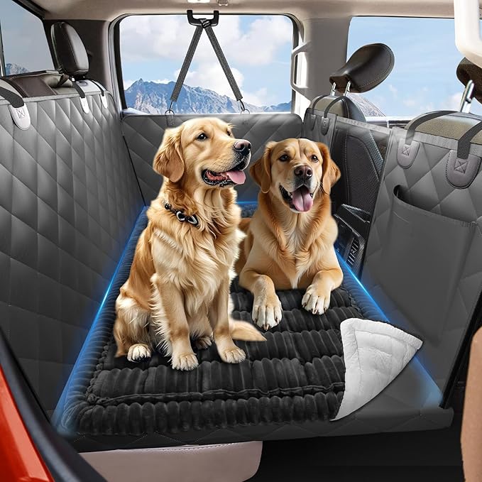 ROUWINNE Dog Bed for Truck Back Seat Non-Slip, Truck Dog Bed Soft and Comfortable, Back Seat Pet Bed Mat for Travel, Pet Car Blanket for Backseat Extender and Seat Covers Black 59”X27.5”