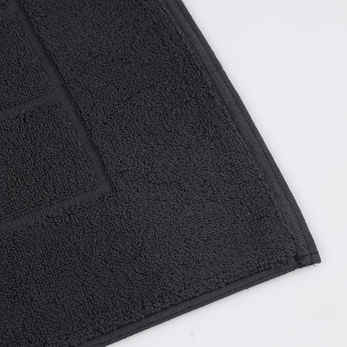 Superior 100% Cotton Bathmat Set, Bath Mats, Bathroom Decor, Shower, Bathtub Essentials, Home Accessories, Small Washable Rug, No Backing, Heavyweight, Nora Collection, Set of 2, 22" x 35", Black