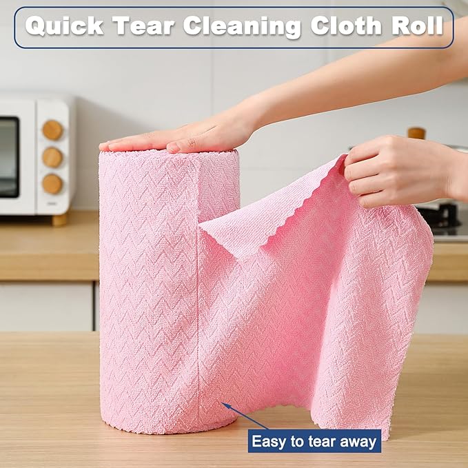 Tigona 80 Pack Microfiber Cleaning Cloth Roll Reusable Paper Towels 12"x12" Tear Away Cloth,Absorbent Dish Rags for House Kitchen,Wash Cloths,Lint Free Rags for Window Cars Cleaning Supplies