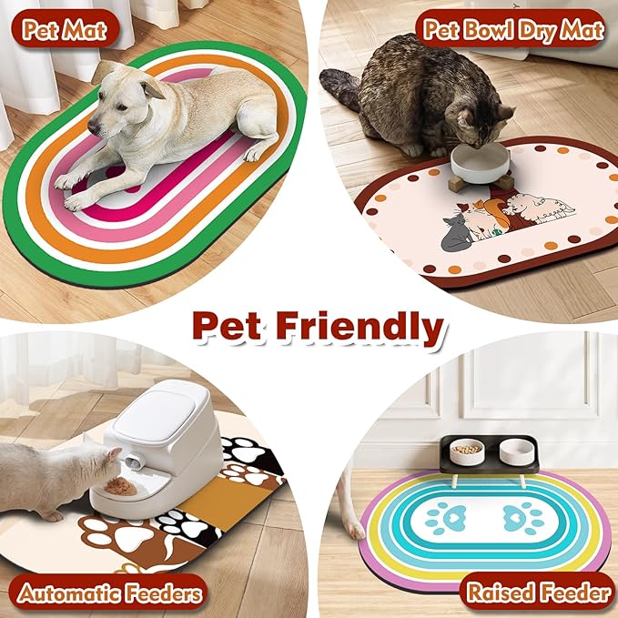 METEOROCK Dog Food Mat 20''x12'', Small Pet Feeding Mat, Non-Slip Rubber Pet Food Mat, Absorbent Cat Dog Water Bowl Mat for Messy Drinkers, Dog Bowl Placemat for Food and Water, Cat Dog