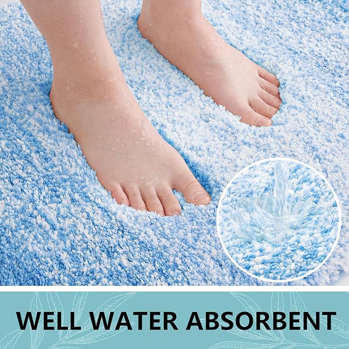 Arotive Microfiber Bathroom Rugs, Shaggy Soft and Absorbent Bath Rug, Non-Slip, Thick Plush Machine Washable Dry Bath Mats for Bathroom, Tub and Shower, 47x24, Light Royal Blue, Rectangular