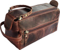 Rustic Town Leather Wash Bag for Men - Travel Toiletry Bag - Shaving Dopp Kit Toiletries Organizer - Leather Makeup Bag for Women