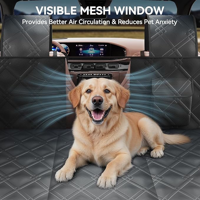 Surfcabin Back Seat Extender for Dogs – Waterproof Dog Seat Cover for Back Seat with Door Protection, Hard Bottom, Holds 420 lbs Dog Hammock for Cars, SUVs & More