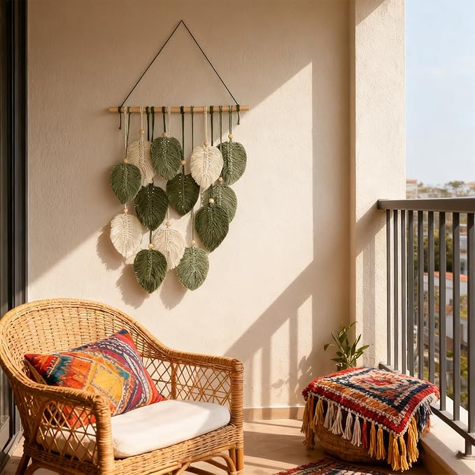 DIY Macrame Leaf Wall Hanging Beginners Macrame Kit, Includes Detailed Step-by-Step Instructions, Boho Macrame Leaf Tapestry Kit Wall Hanging, Handmade Enthusiast Gift for Home Living Room Bedroom