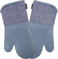 Homewear Marlow Silicone Extra Long Oven Mitt 2 Piece Set, Heat and Slip Resistant, Recycled Cotton with Soft Lining, Thick Kitchen Gloves for Cooking, Slate