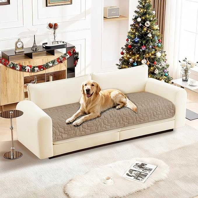 CYCMACO Waterproof Couch Covers for Pets, Waterproof Dog Bed Cover, Anti-Slip Soft Dog Blankets, Couch Cover for Dogs Washable, Pet Blanket for Puppy Large Dogs Cat (30x53 Inch, Khaki)