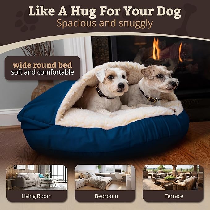 Snoozer Luxury Microsuede Cozy Cave Pet Bed, Large - Sapphire