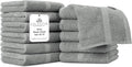 Villa Celestia 100% Cotton Wash Cloth for face & Body Set of 12, (12 x 12 inches) Sustainable, Soft, Highly Absorbent, Combed Cotton Wash Cloths Pack of 12 for Hotels, Spa, Bathroom, Dorm, Grey