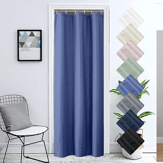 Aiyufeng Royal Blue Stall Fabric Shower Curtain - Soft & Lightweight Small Shower Curtain with Texture for Narrow Stall Size, Machine Washable - 36x72, Blue