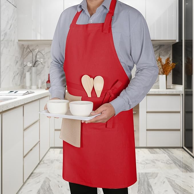 Native Fab Kitchen Apron 2 Pack - 100% Cotton Adjustable, Durable Apron with Pockets, Perfect for Cooking, Baking, Grilling