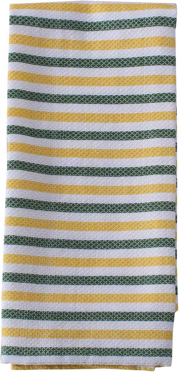 ACCENTHOME Lemon Yellow Printed Cotton Kitchen Towel Set - Absorbent Multi Purpose Kitchen Linen - 4 Drying Dish Hand Towels 20x28