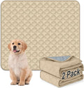 FunFurry Washable Pee Pads for Dogs - 2 Pack Reusable Waterproof Puppy Training Pads, Super Absorbent with Dog Paw Shape Non-Slip Backing (Cream, 41" X 41" - 2 Pack)