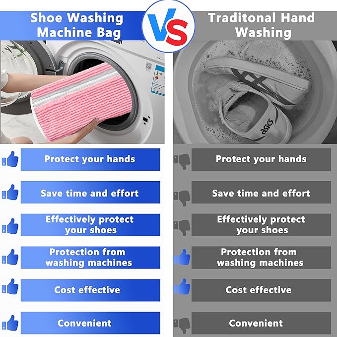 Xinambyh 2Pcs Reusable Shoe Washing Machine Bag for Washer and Dryer:Free Up Hands, Prevent Deformation,shoe bag with Zipper Protection Design, Use for all Shoes,Sports Shoes(Yellow) (A-Pink)
