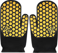 J H Heat Resistant Oven Glove:EN407 Certified 932 °F, 2 Layers Silicone Coating, Oven Mitts for Cooking, Kitchen, Fireplace,Camping, Grilling (Black/Yellow, Mitten)