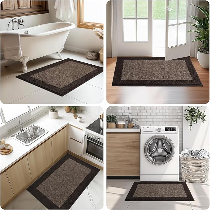 DOMUSTEX Machine Washable Kitchen Rug 24" x 96", Non Slip Kitchen Mat for Floor, Absorbent Entrance Runner Rug for Bedroom, Hallway, Bathroom, Door (Roll Packing)