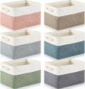 Geiserailie 6 Pcs 15 x 11 x 9.5 Inch Cube Storage Bins Fabric Storage Organizer Bins Foldable Cube Baskets with Sturdy Carry Handles Wicker Baskets for Home (Morandi Colors)
