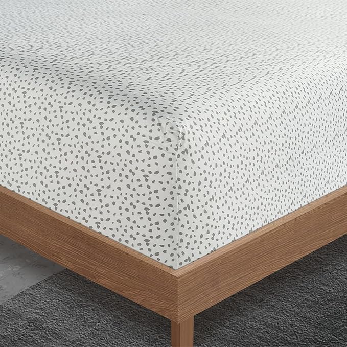Lane Linen Split King Cotton Sheets Sets for Adjustable Bed – 450 Thread Count Soft Sateen Sheets, Cooling & Breathable, 15” Deep Pocket Fully Elasticized Fitted Sheet, Luxury Hotel Bedding, Misty Dot