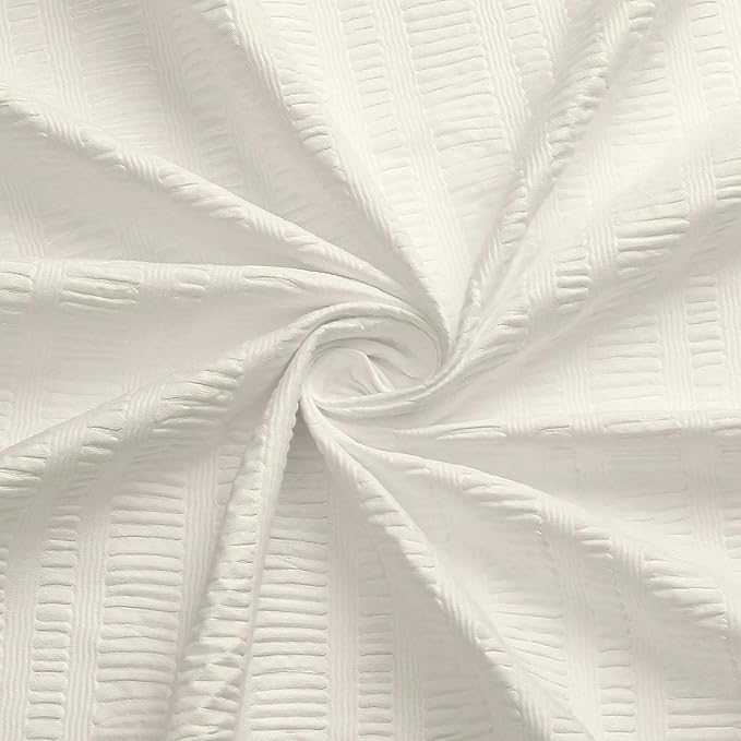Aiyufeng Extra Long Cream Shower Curtain 96 Inch Long, Embossed Texture Fabric Bathroom Shower Curtain, Large Hotel Bath Curtain with 12 Holes, 72x96