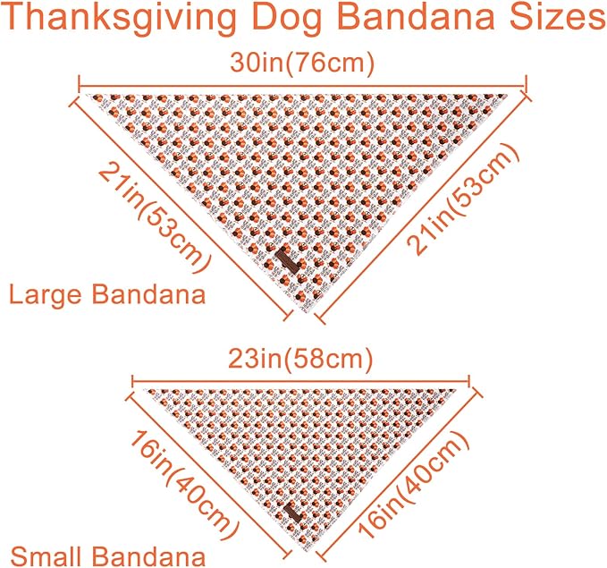 UP URARA PUP Thanksgiving Dog Bandana, Triangle Bid Scarf with Turkey Pattern, Cotton Pet Kerchief for Girl Boy Dogs or Cats, Cute Puppy Bandana, Fancy Thanksgiving Gifts for Dogs