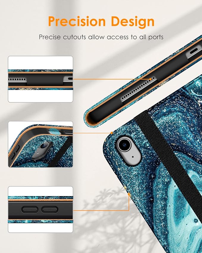 DTTO for iPad (A16) 11th Generation Case 11 Inch 2025, iPad 10th Generation Case 10.9 Inch 2022, Premium Leather Business Folio Stand Cover with Pencil Holder - Auto Wake/Sleep, Sandy Wave