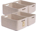 MiniArk Large Storage Baskets for Organizing, Closet Shelf Baskets for Clothes Blanket Towels, Baby Nursery, Toy Bins Box, Woven Rope Baskets, 17 x 13 x 7.5”, 4 Packs Mixed Brown