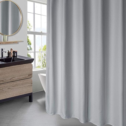 AooHome Waffle Weave Polyester Shower Curtain for Bathroom, Fabric Heavy Duty Standard 72x72 Inch Bathroom Curtain with Hooks, Weighted Hem, Water Repellent, Grey