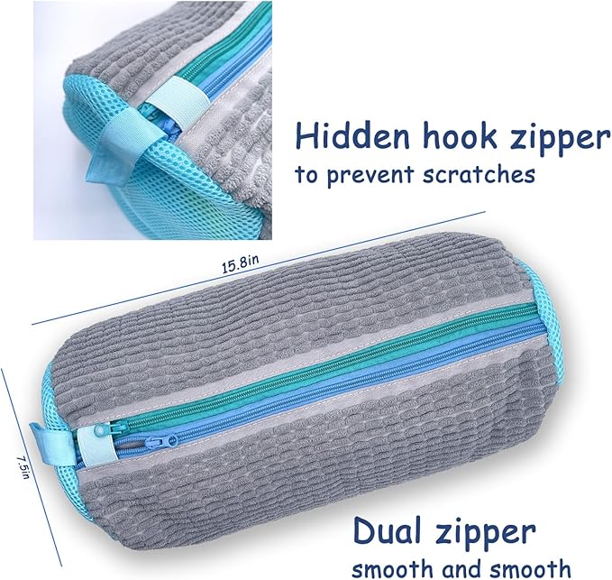 Meruya Dual Compartments Shoe Washing Machine Bag, 360° Deep Clean Laundry Bag, Reusable Shoe Bag for Washing Machine, Shoe Cleaning Bag for Sneakers Tennis Shoes Sock