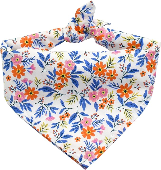 Bubblepup Floral Dog Bandanas, Soft Cotton Girl Dog Bandanas for Small Medium Large Dogs