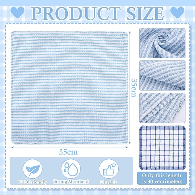 Patelai 12 Pcs Kitchen Dish Cloths for Washing Dishes Absorbent Dish Rags Cleaning Reusable Towels for Scrubbing Wipe Glass Xmas Home Household Supplies(Blue,13.8'' X 13.8'')
