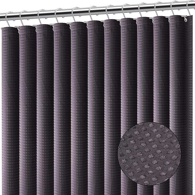 Clara Clark Purple Shower Curtain - Hotel Quality Waffle Fabric Bath Curtain 72x72, Heavy Duty Waterproof Shower Curtains for Bathroom