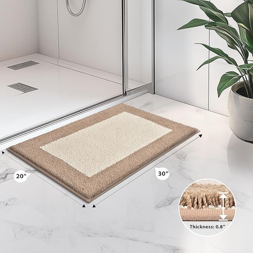 anllugs Bathroom Rugs 30" x 46", Non-Slip Extra Soft Absorbent Bath Rugs, Machine Washable Quick Dry Bath Mats for Bathroom Floor, Shower, Bathtub and Sink, Beige & Grayish Brown