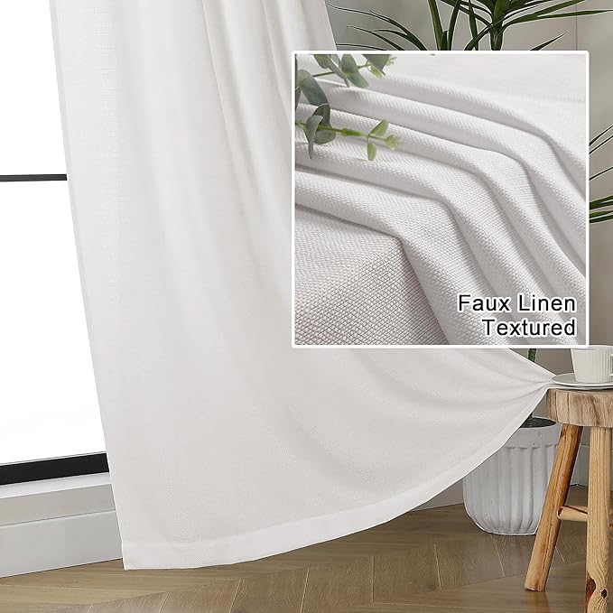Lecloud Bessie Ivory Curtains 72 Inches Long 2 Pcs, Dual Rod Pocket Airy Farmhouse Curtains for Bedroom Decor, Light Filtering Window Treatments Soft Privacy Drapes, Each Panel 40" W x 72" L
