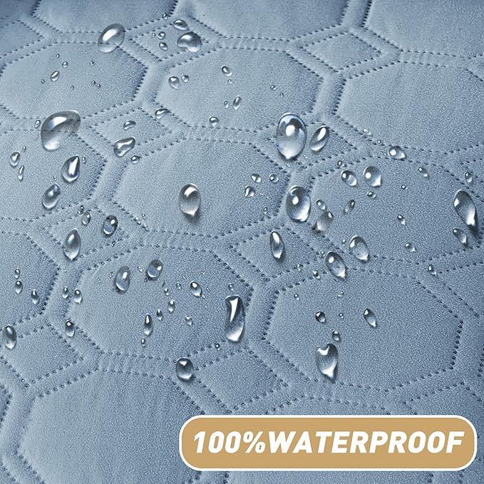 ZNSAYOTX Ultimate Cozy Blankets (68"x82") 100% Waterproof Bed Mat Blanket for Dog Pets, Couch Sofa Protector with Non-Slip Back Washable Durable, Pee Scratch Proof Easy to Clean (Grey Blue)
