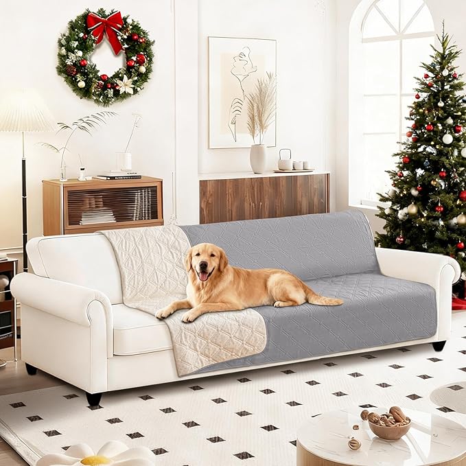 CYCMACO Waterproof Couch Covers for Pets, Waterproof Dog Bed Cover, Anti-Slip Soft Dog Blankets, Couch Cover for Dogs Washable, Pet Blanket for Puppy Large Dogs Cat (82x102 Inch, Light Grey)