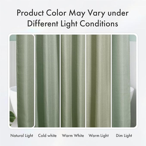 AmazerBath Sage Green Shower Curtain Fabric, Waffle Shower Curtain Cloth, Heavy Duty 240GSM, Hotel Quality Bathroom Shower Curtains, 72 x 72 Inches