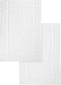 Ample Decor 100% Cotton Bath Mats 24 x 17 Inches, Quick Dry, 1350 GSM Banded Border Shower Bathroom Floor Mat, Not Bathroom Rug - Christmas White, 2 Pack