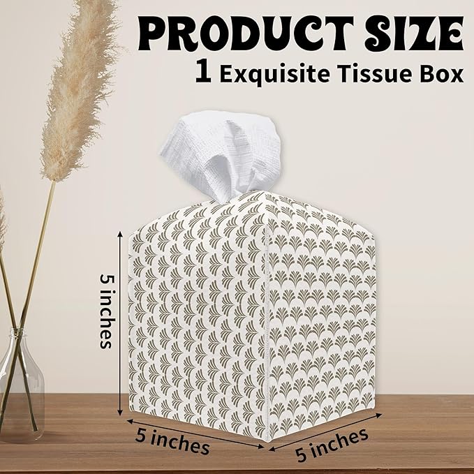 Minimalism Square Tissue Box Holder Cover, Decorative Tissue Cube Box Organizer for Bathroom, Living Room, Office, Countertop, Car, Night Stands, Modern Home Desk Tabletop Decor - A10