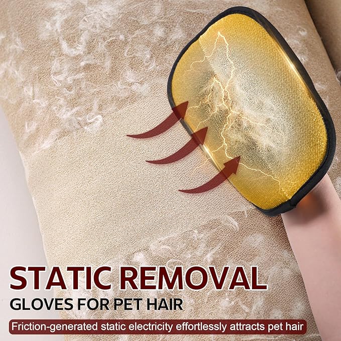 Pocleanish 2-Pack Pet Hair Remover Gloves for Cats & Dogs, 2025 Upgraded Five-Finger Reusable Electrostatic Pet Hair Gloves, Magic Brush Pet Hair Remover Tool for Laundry, Couch, Carpet, Car Seat