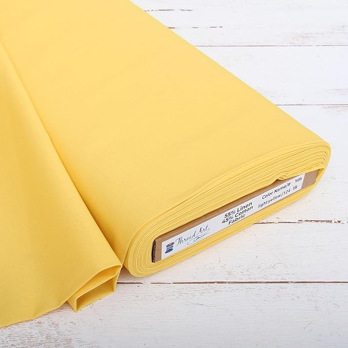 10 Yard Cut of Threadart Linen Fabric - Premium Cotton Linen Fabric for Embroidery, Cross Stitch, Apparel, Canvas, Home Décor- 55" Width - Light Yellow