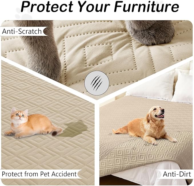 hyha Waterproof Dog Blanket, Soft Dog Bed Cover Pet Blankets, Waterproof Sofa Couch Cover for Dogs Washable, Reversible Pet Couch Covers for Sofa Furniture (30x53 Inch, Taupe/Taupe)