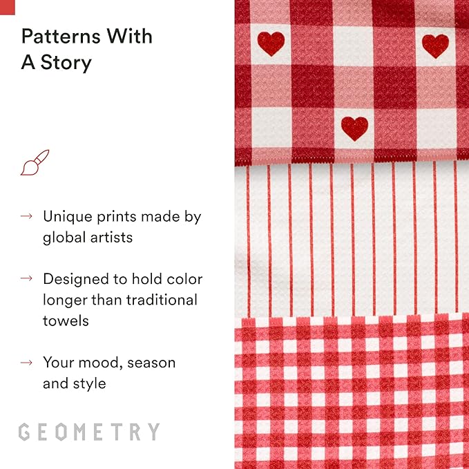 GEOMETRY Kitchen Towels - Quick Dry Microfiber Cloth Dish Towels for Kitchen Drying - Premium Quick Dry Towel - Made with Love - 3 Pack