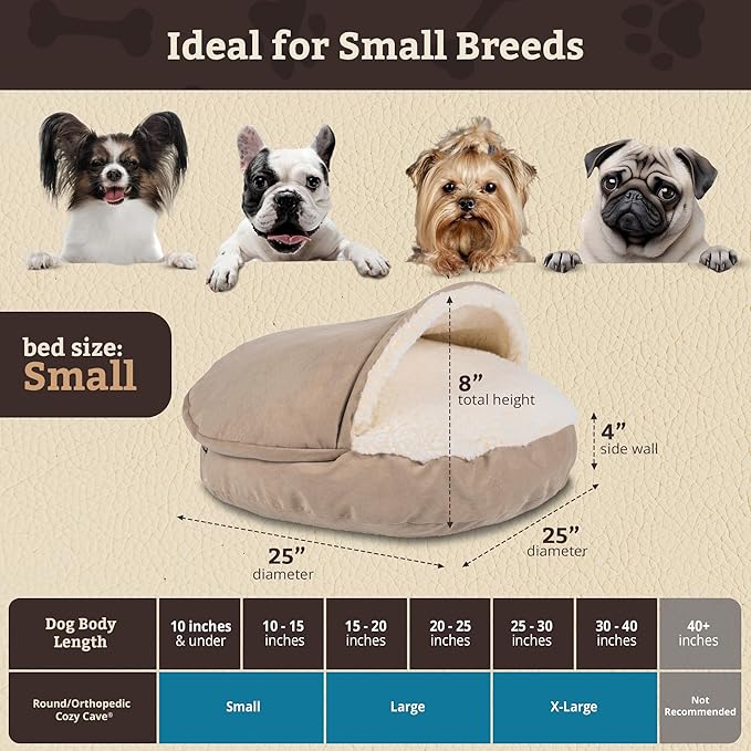 Snoozer Luxury Microsuede Cozy Cave Pet Bed, Small, Buckskin