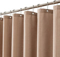 meioro Beige Shower Curtain, Waffle Weave 256GSM Heavy Duty Textured Fabric Shower Curtains for Bathroom Hotel Spa, Luxury Weighted Polyester Cloth Bath Curtain Set with 12 Hooks, 72Wx78H