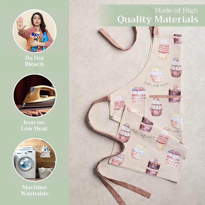 Maison d' Hermine 100% Cotton Apron for women with Pocket Kitchen Chef Apron for Men Cooking Gardening Server Waitress