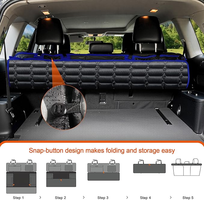 Reliadura SUV Cargo Liner for Dogs, Waterproof Pet Trunk Cover with Bumper Flap Protector, Non-Slip Scratchproof, Non-Slip Dog Seat Mat for SUVs, Large Size Cargo Liner Universal Fit Blue
