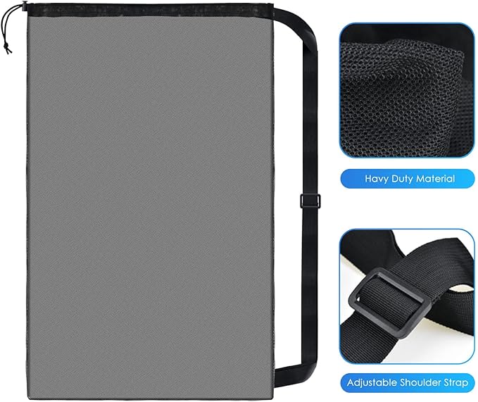 BROTOU Extra Large Sports Ball Bag Mesh, Basketball Bags Team Balls, Adjustable Shoulder Strap, Ball Bags for Holding Soccer, Football, Volleyball, Swimming Gear (30” x 40”)