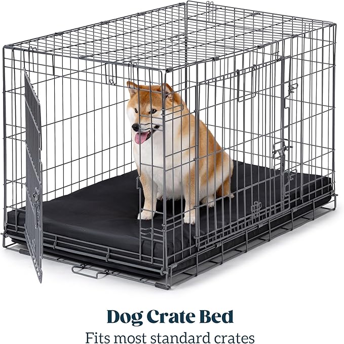 PELZIN Cybarmour Chew Proof Dog Bed - Orthopedic Indestructible Dog Crate Pad - Outdoor Waterproof Kennel Mat for Aggressive Chewers - Large Breeds & Fits 42-Inch Crate - 41"x27", Black